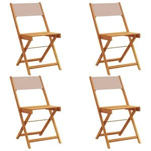 vidaXL Chaises pliantes 4 pi&egrave;ces, tissu taupe et bois massif