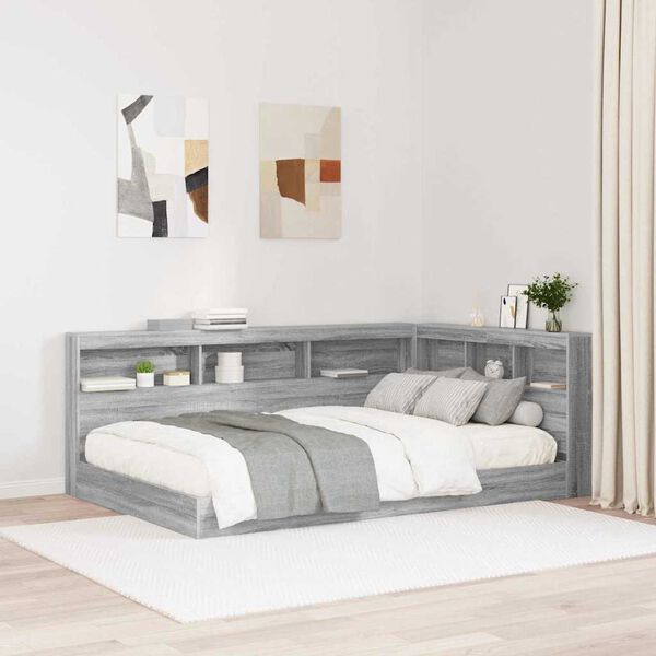 vidaXL T&ecirc;te de lit de rangement Gris Sonoma 207,5 x 137,5 x 76,5 cm