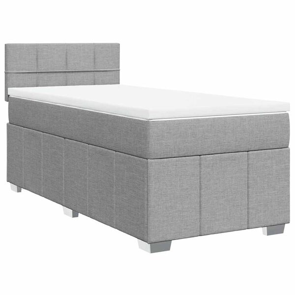 vidaXL Sommier &agrave; lattes de lit avec matelas gris clair 80x200 cm tissu