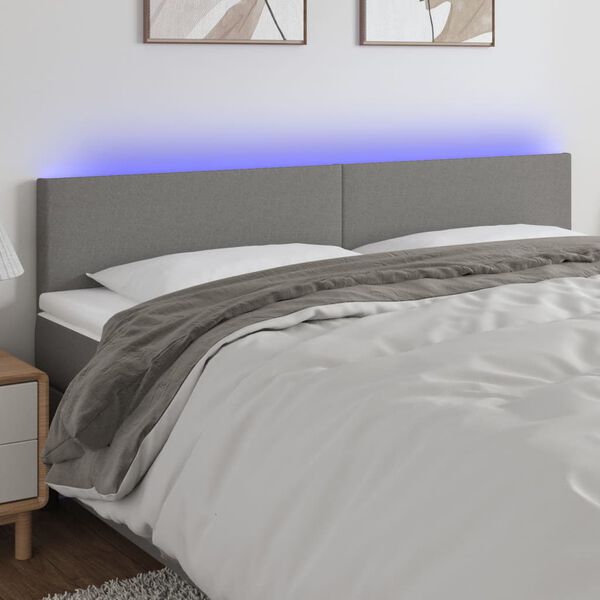 vidaXL T&ecirc;te de lit &agrave; LED Gris fonc&eacute; 200x5x78/88 cm Tissu