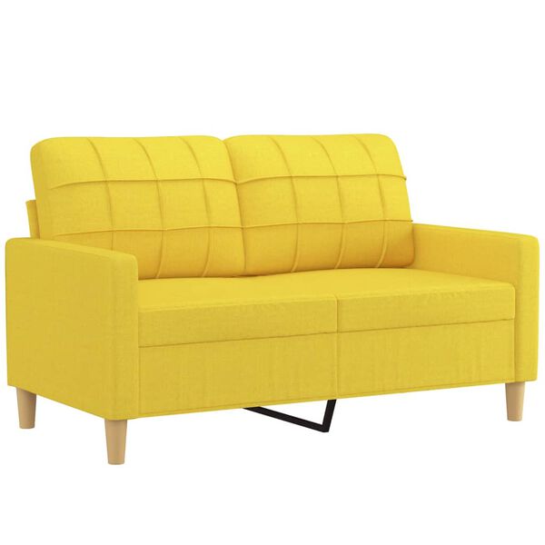 vidaXL Ensemble de canapés 3 pcs avec coussins jaune clair tissu
