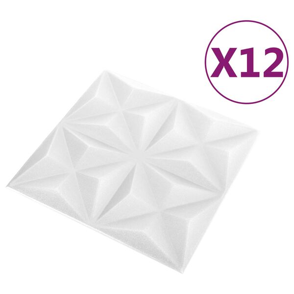 vidaXL Panneaux muraux 12 pcs Blanc Origami 50 x 50 cm Mousse XPS