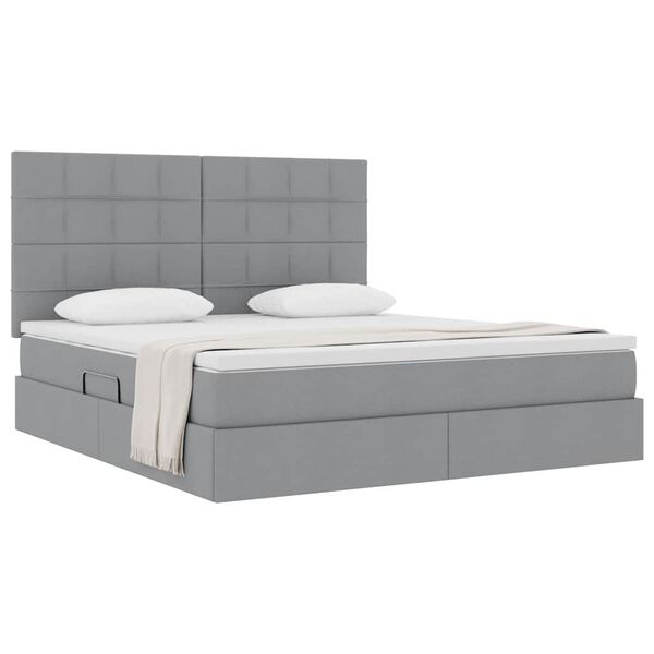 vidaXL Lit avec rangement et matelas Gris clair 160 x 200 cm Polyester