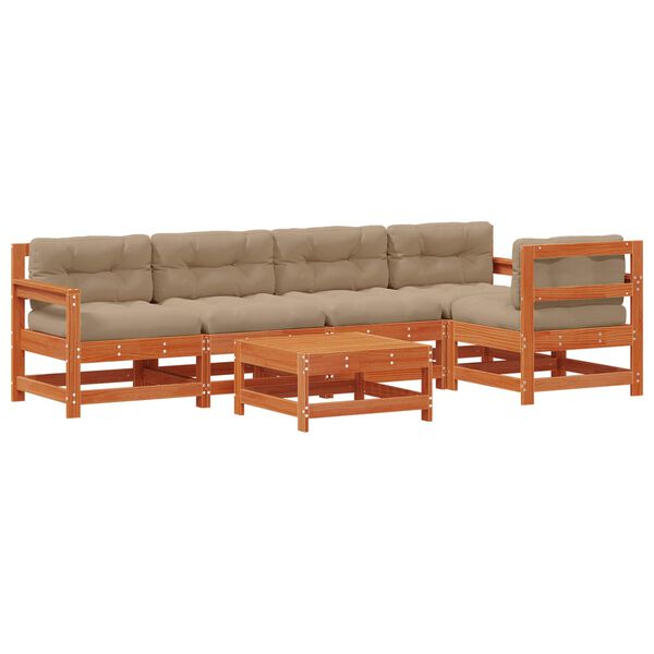 vidaXL Ensemble de salon de jardin 6 pcs Brun Cir&eacute; Pin massif