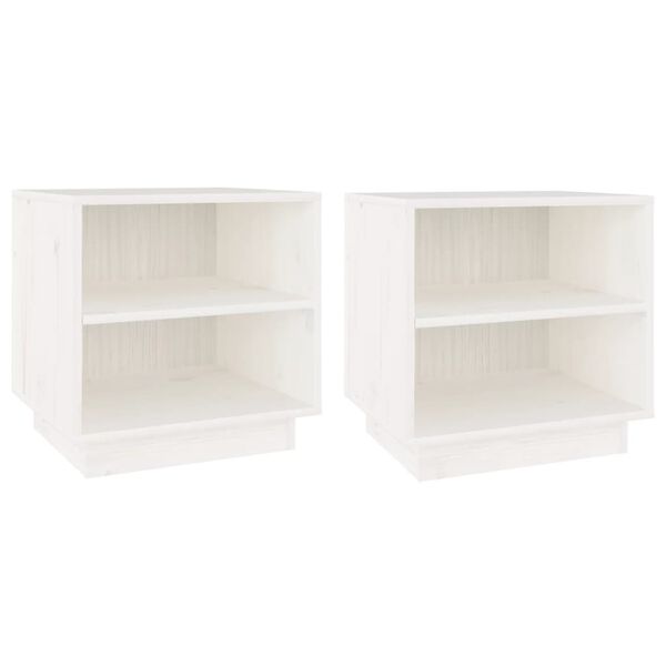 vidaXL Tables de chevet 2 pcs Blanc 40x34x40 cm Bois de pin solide