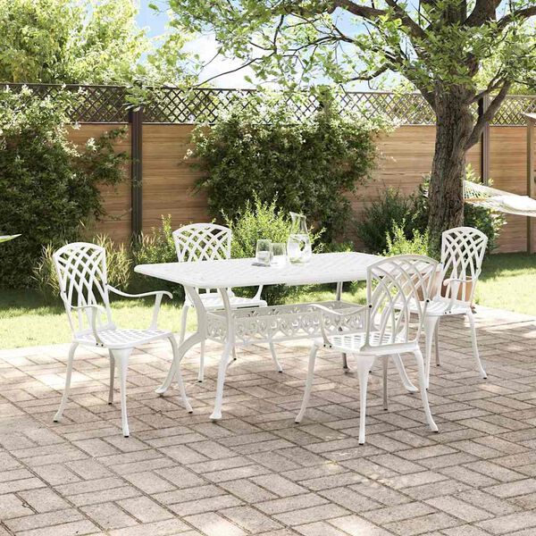 vidaXL Ensemble de salle &agrave; manger pour jardin 5 pcs Blanc Aluminium