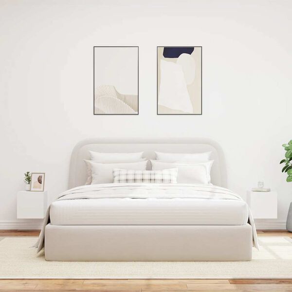 vidaXL Meubles TV muraux avec lumi&egrave;res LED 2 pcs blanc 30,5x35x30 cm