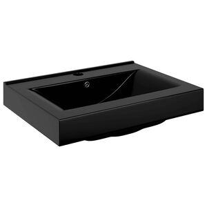 Vasque &agrave; poser en c&eacute;ramique noir per&ccedil;age pour la robinetterie 60x46cm