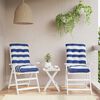 vidaXL Coussins de chaise &agrave; dossier bas lot de 2 rayures bleu/blanc