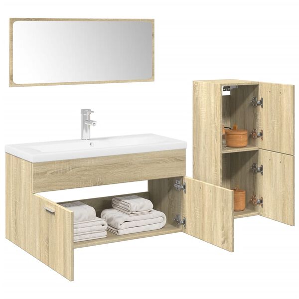 vidaXL Ensemble de meubles de salle de bain 3 pcs ch&ecirc;ne sonoma