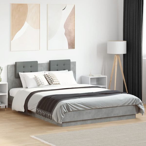 vidaXL Cadre de lit sans matelas gris b&eacute;ton 120x200 cm