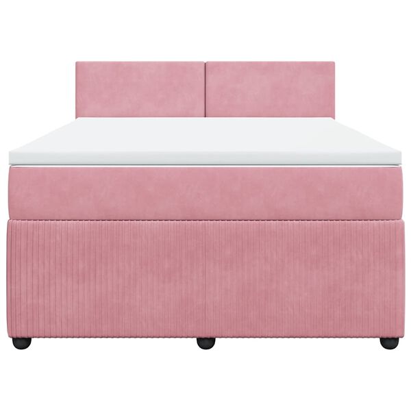 vidaXL Sommier &agrave; lattes de lit avec matelas Rose 140x200 cm Velours