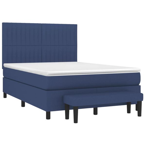 vidaXL Sommier &agrave; lattes de lit avec matelas Bleu 140x190 cm Tissu