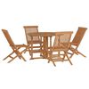 vidaXL Mobilier &agrave; d&icirc;ner d'ext&eacute;rieur pliable 5 pcs Bois solide de teck