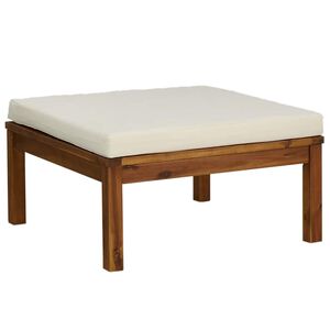 vidaXL Repose-pied avec coussin blanc cr&egrave;me Bois d'acacia massif