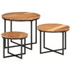 vidaXL Tables basses gigognes 3 pcs bois massif d'acacia et fer