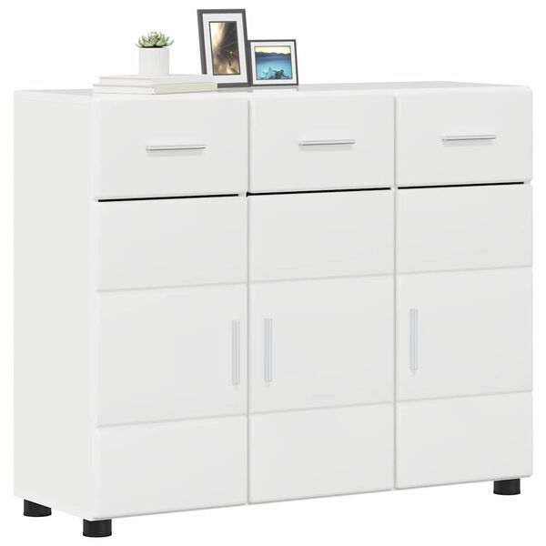 vidaXL Buffet avec &eacute;tag&egrave;re FLORIN Blanc brillant 88,5 x 30,5 x 73 cm