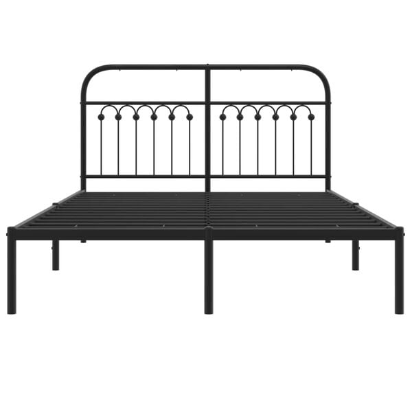 vidaXL Cadre de lit m&eacute;tal sans matelas avec t&ecirc;te de lit noir 140x190cm