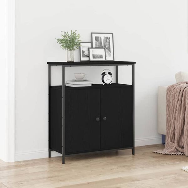 vidaXL Buffet Ch&ecirc;ne noir 70 x 30 x 80 cm Bois d'ing&eacute;nierie