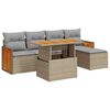 vidaXL Salon de jardin 6 pcs avec coussins beige r&eacute;sine tress&eacute;e acacia