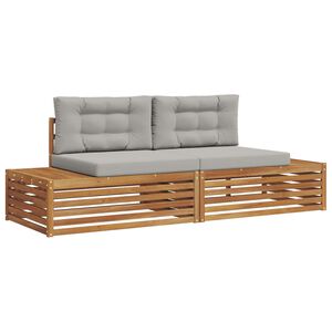 vidaXL Ensemble de canap&eacute;s d'ext&eacute;rieur 2 Pi&egrave;ce Gris Naturel et Clair