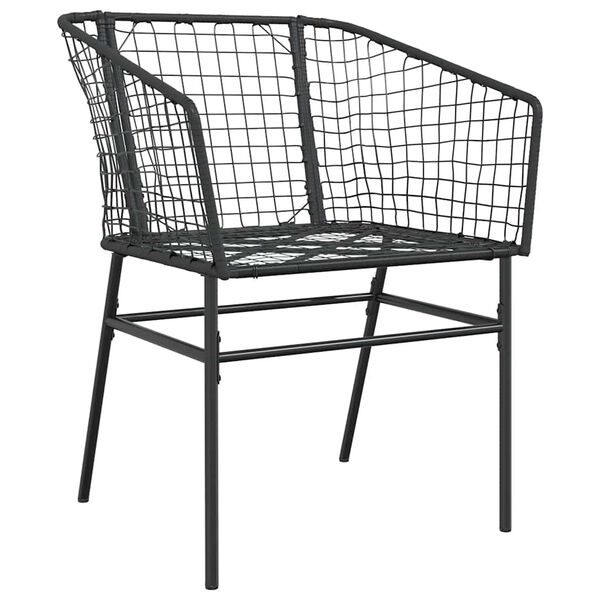 vidaXL Ensemble &agrave; manger de jardin 5 pcs noir r&eacute;sine tress&eacute;e verre