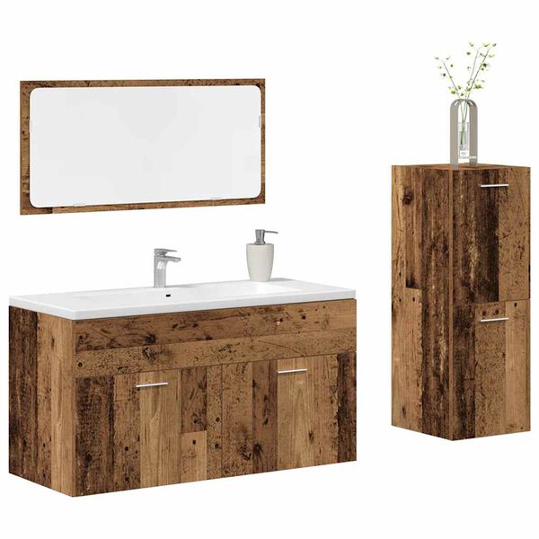 vidaXL Ensemble de meubles salle de bain 3 pcs bois d'ing&eacute;nierie