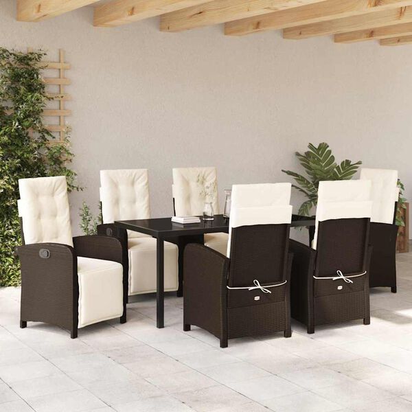 vidaXL Ensemble de salle &agrave; manger pour jardin 7 pcs Marron polyrotin