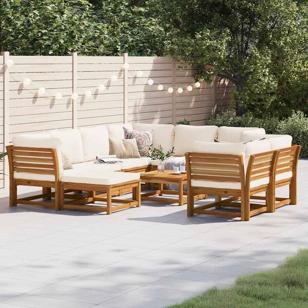 vidaXL Salon de jardin avec coussins 10 pcs bois massif d'acacia