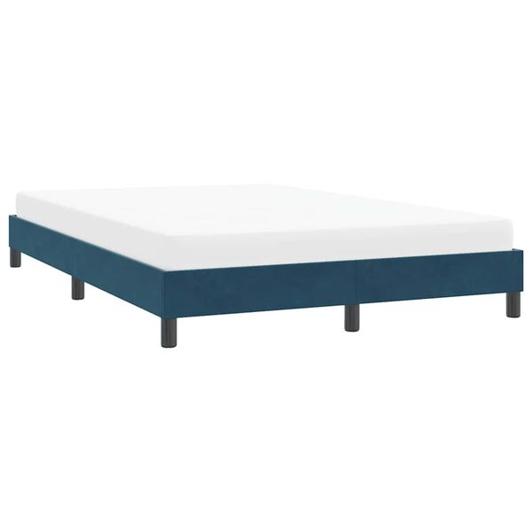 vidaXL Cadre de lit sans matelas bleu fonc&eacute; 140x210 cm velours