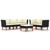 vidaXL Salon de jardin 6 pcs avec coussins R&eacute;sine tress&eacute;e Noir
