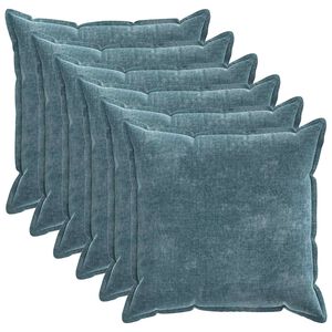 vidaXL Housse de coussin 6 pcs HOUTEN Bleu 55 x 55 cm Tissu Chenille