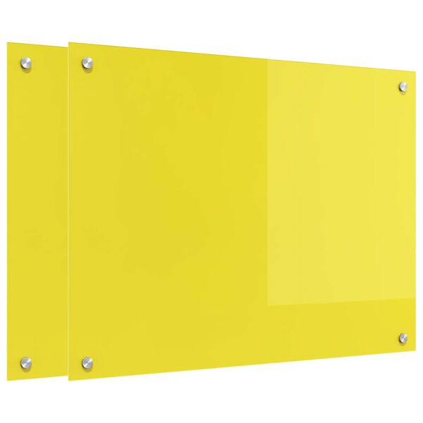 vidaXL Protection de cuisine 2 pcs Jaune 80 x 60 cm verre trempé