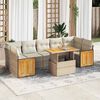 vidaXL Salon de jardin avec coussins 8 pcs beige r&eacute;sine tress&eacute;e acacia