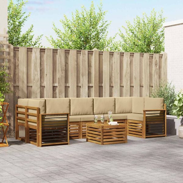 vidaXL Ensemble de canap&eacute;s d'ext&eacute;rieur 8 pcs Naturel et Beige