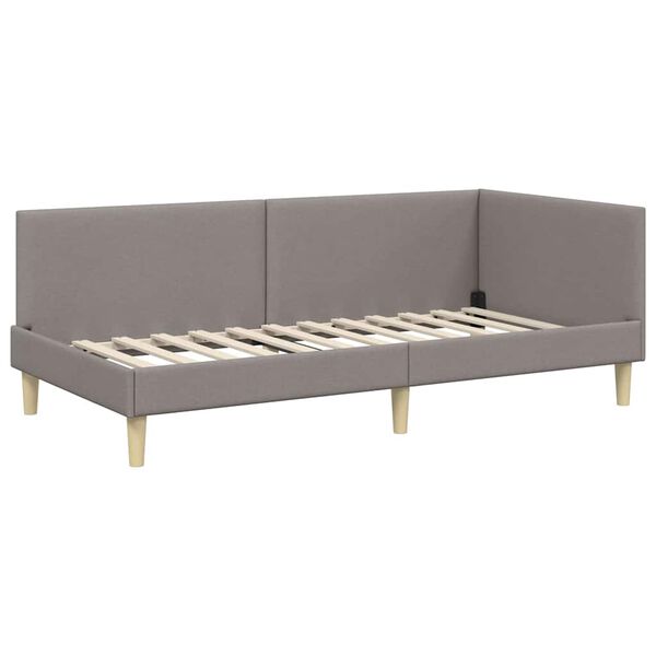 vidaXL Cadre de lit d'angle Taupe 80 cm x 200 cm Velours
