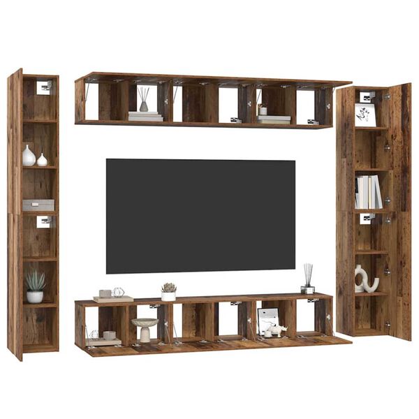 vidaXL Ensemble meuble TV 10 pcs Bois ancien 30,5 x 30 x 90 cm
