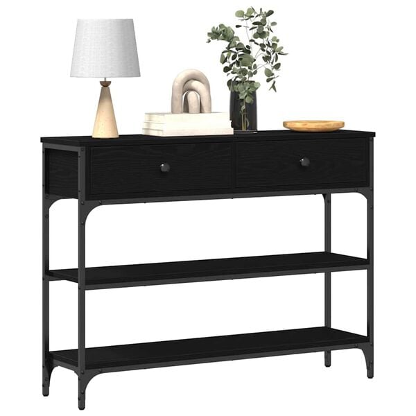 vidaXL Table console Ch&ecirc;ne noir 72,5 x 25 x 75 cm Bois d'ing&eacute;nierie