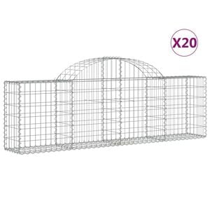 vidaXL Paniers &agrave; gabions arqu&eacute;s 20 pcs 200x30x60/80 cm Fer galvanis&eacute;