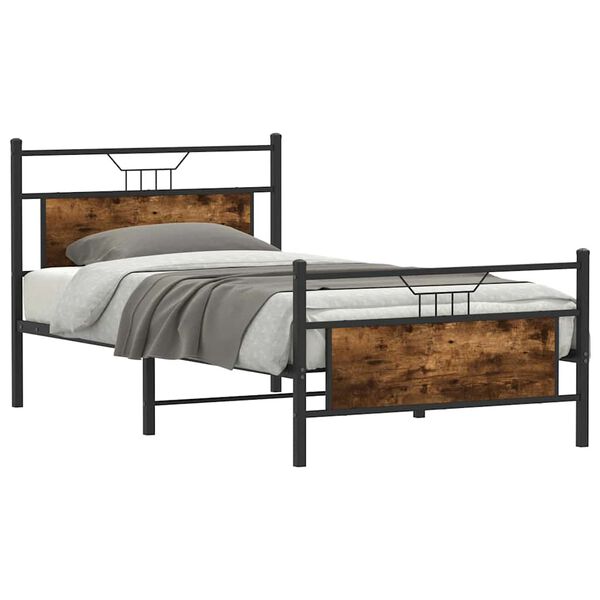 vidaXL Cadre de lit sans matelas ch&ecirc;ne fum&eacute; 100x200 cm bois ing&eacute;nierie