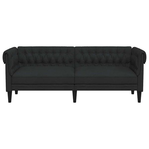 vidaXL Canap&eacute; Chesterfield 3 places noir tissu