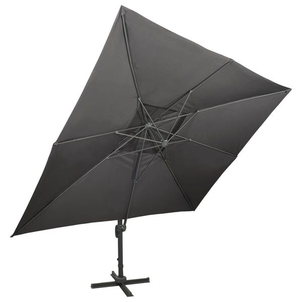 vidaXL Parasol de jardin déporté avec double plateau Anthracite 400 x 300 cm