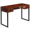 vidaXL Bureau Bois de Sesham massif et cuir véritable 117x50x76 cm