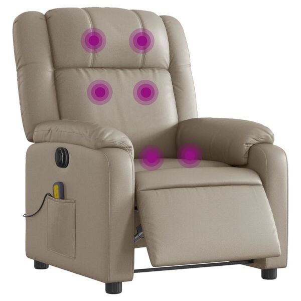 vidaXL Fauteuil de massage inclinable &eacute;lectrique cappuccino similicuir