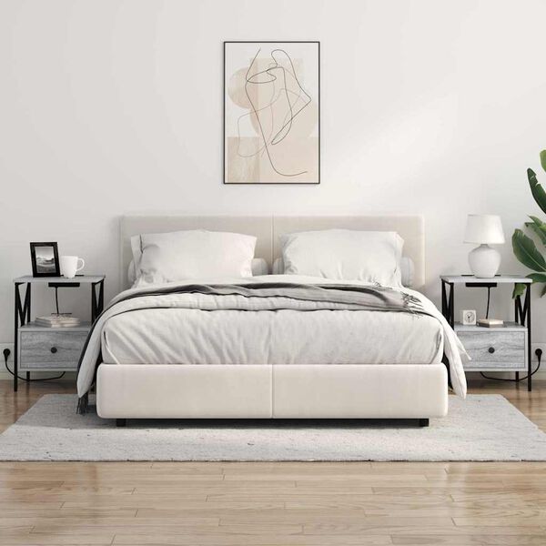 vidaXL Cabinet de chevet avec tiroir Gris Sonoma 41,5 x 40,5 x 55 cm