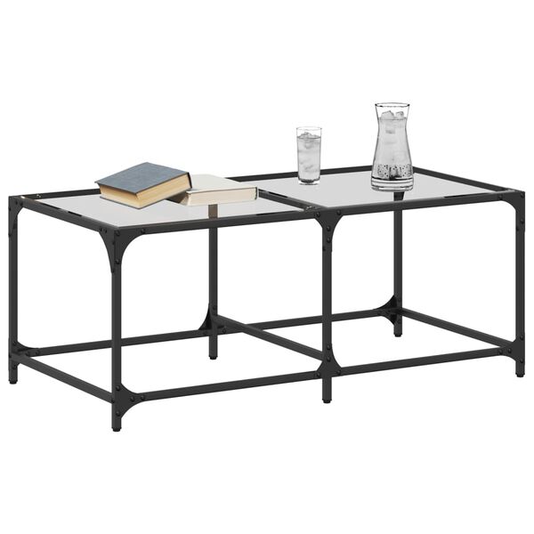 vidaXL Table basse avec dessus en verre transparent 98,5x50x40cm acier