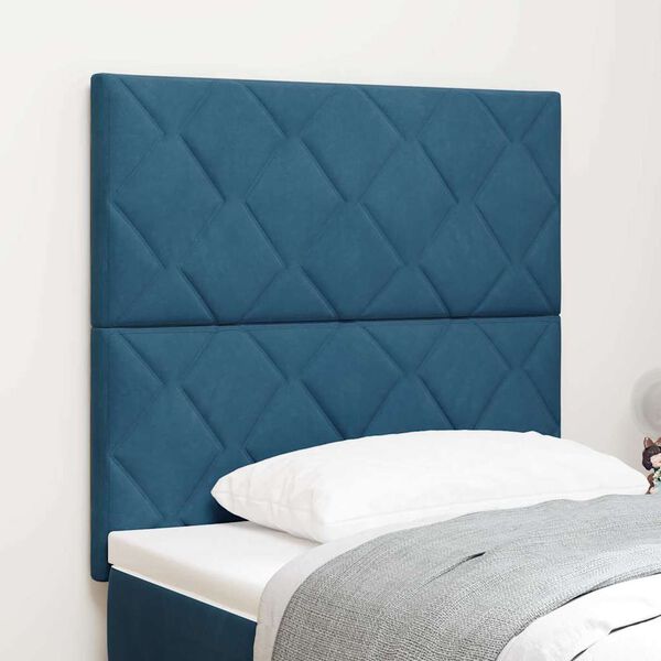 vidaXL T&ecirc;te de lit avec t&ecirc;te de lit Bleu fonc&eacute; 90 cm Velours