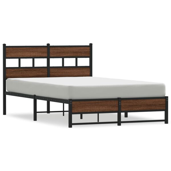 vidaXL Cadre de lit en m&eacute;tal sans matelas ch&ecirc;ne marron 120x200 cm