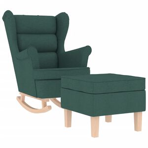 vidaXL Chaise &agrave; bascule avec repose-pied Vert fonc&eacute; Tissu