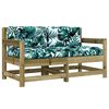 vidaXL Chaises de jardin avec coussins lot de 2 bois de pin impr&eacute;gn&eacute;